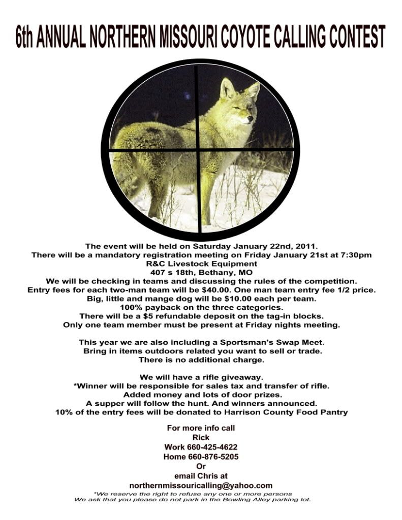 6th Annual Northern Missouri Coyote Calling Contest Predator Hunting